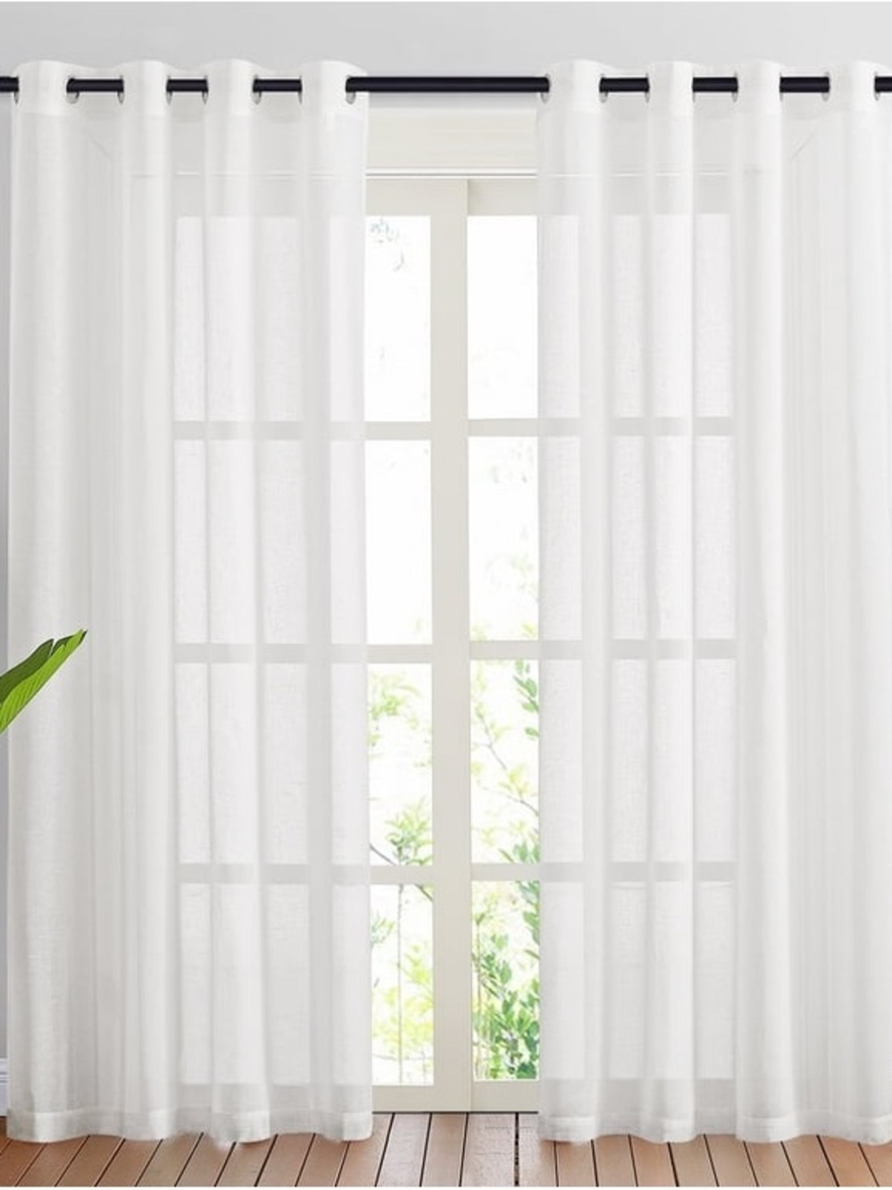NICETOWN White Sheer Linen Curtains